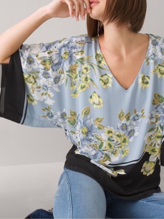 White House Black Market Tops - white house black market floral kimono blouse  medium